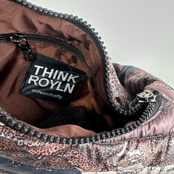Think Royln Amsterdam Cheetah Knot Shoulder Bag Zipper Pockets Quilted - Picture 12 of 12